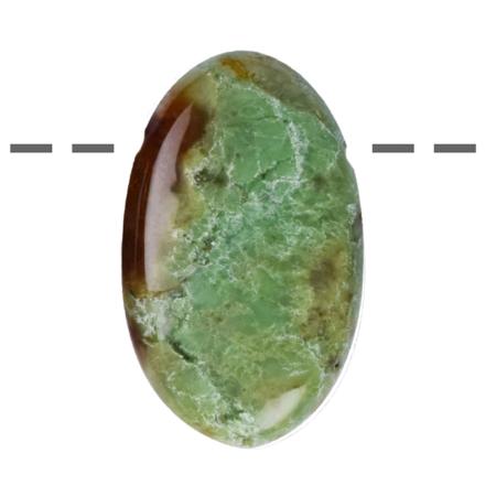 Pendentif chrysoprase ovale Australie A (pierre trouée) + cordon