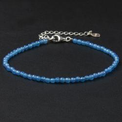 Bracelet agate teinte bleue perles facettes argent 925