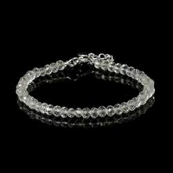 Bracelet cristal de roche perles facettes argent 925