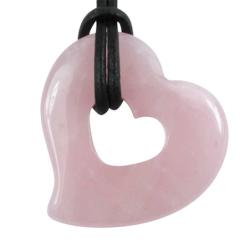 Donut coeur 30mm quartz rose Brsil A