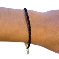 Bracelet spinelle noir perles facettées argent 925