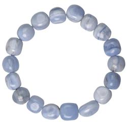 Bracelet calcédoine bleue Namibie A (pierres roulées 10-12mm)