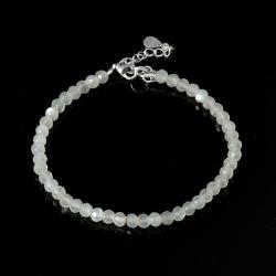 Bracelet pierre de lune arc en ciel (péristérite) perles facettées argent 925