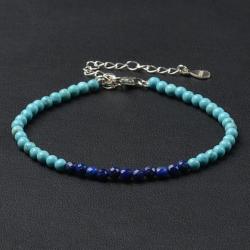 Bracelet turquenite lapis lazuli perles facettes argent 925