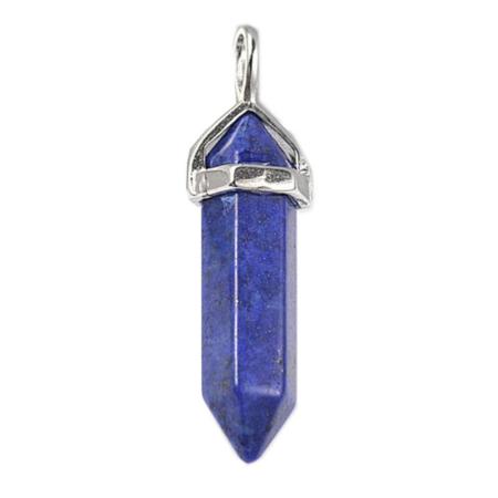 Pendentif pointe biterminée de lapis lazuli Afghanistan A acier inoxydable