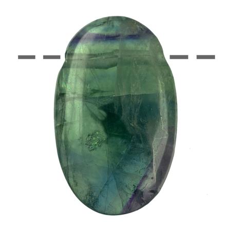 Pendentif fluorine multicolore ovale Chine A (pierre trouée) + cordon