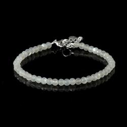 Bracelet pierre de lune arc en ciel (pristrite) perles facettes argent 925