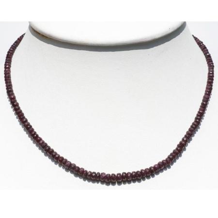 Collier rubis Inde AA (perles facettées 2-3mm) - 46cm