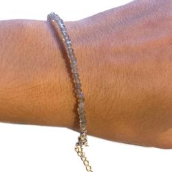 Bracelet labradorite perles facettées argent 925