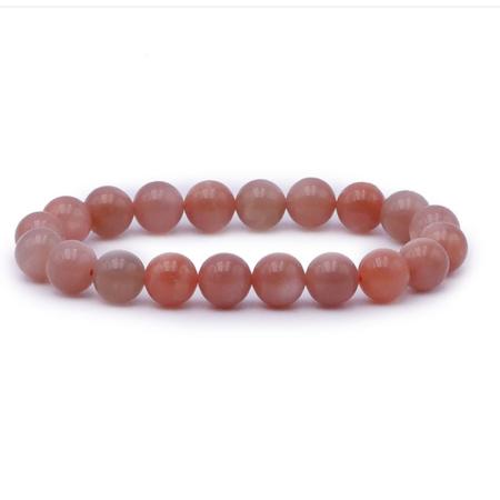 Bracelet pierre de lune rose Inde A+ (boules 10mm)