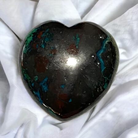 Coeur hématite chrysocolle Pérou A 30mm
