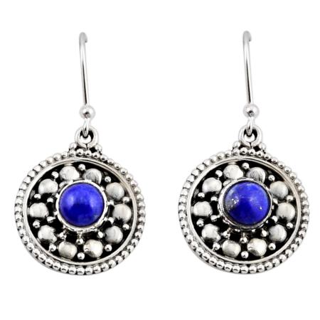 Boucles d'oreilles lapis lazuli Afghanistan AA argent 925