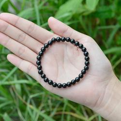 Bracelet tourmaline noire Brésil A (perles facettées 7-8mm)