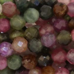 Collier tourmaline multicolore Brésil AA (perles facettées 3-4mm) - 45cm
