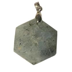 Pendentif labradorite (sceau de salomon) Madagascar A acier inoxydable