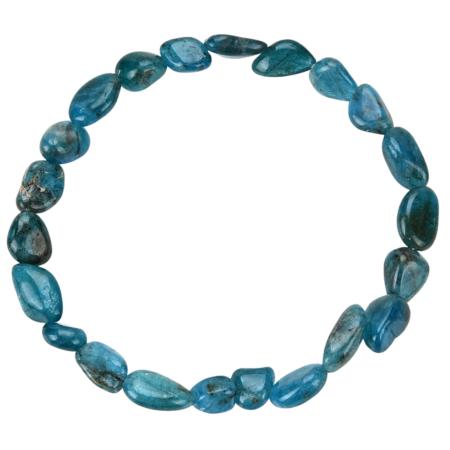 Bracelet apatite bleue Madagascar A (pierres roulées 7-9mm)