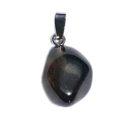 Pendentif obsidienne larme d'apache Mexique A pierre roule boucle argent 925