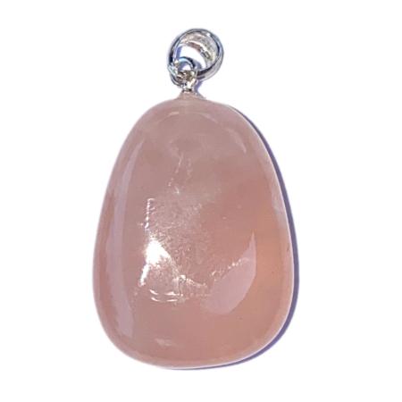 Pendentif quartz rose Brésil A pierre roulée boucle argent 925