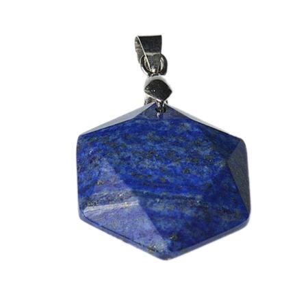 Pendentif lapis lazuli Afghanistan A(sceau de Salomon) acier inoxydable