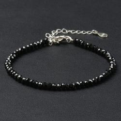 Bracelet spinelle noir perles facettes argent 925