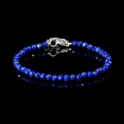 Bracelet lapis lazuli perles facettes argent 925