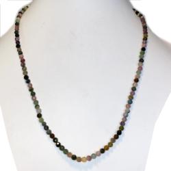 Collier tourmaline multicolore Brésil AA (perles facettées 3-4mm) - 45cm