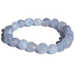 Bracelet calcédoine bleue Namibie A (pierres roulées 10-12mm)