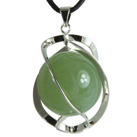 Pendentif spirale avec boule de 20mm de jade vert de Chine A