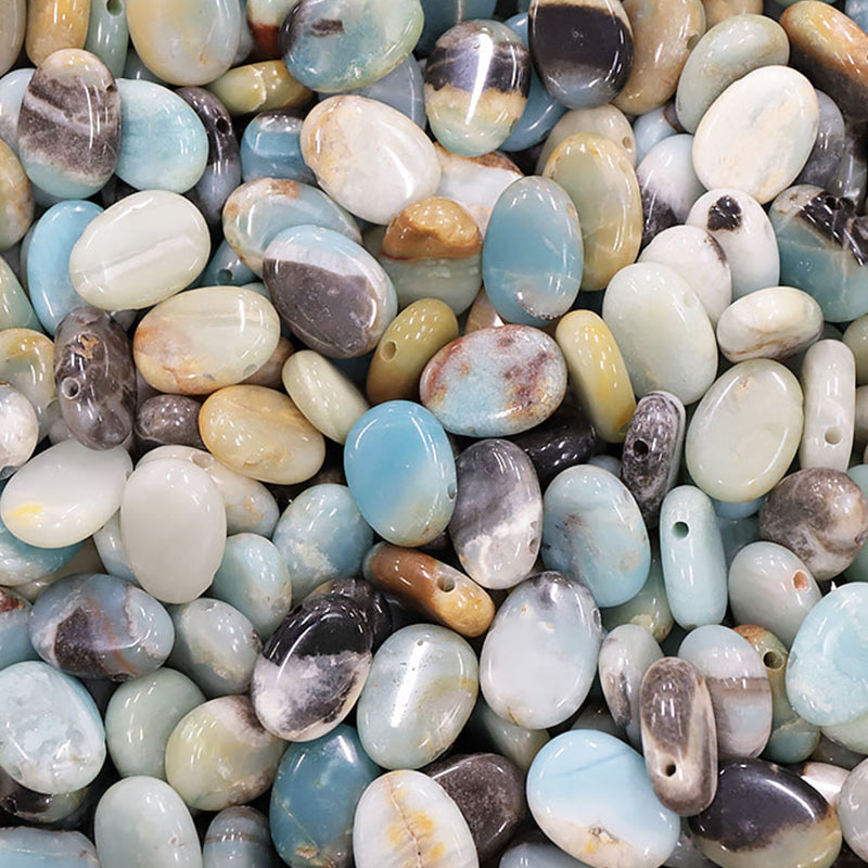 Pendentif amazonite multicolore Brésil AB (pierre trouée) + cordon