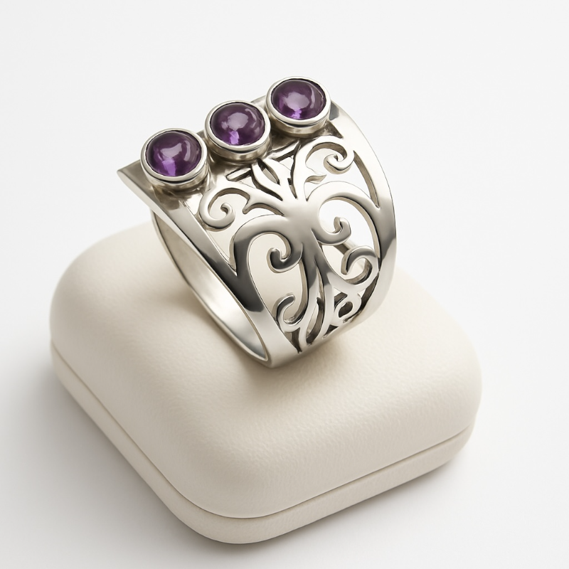 Bague améthyste Brésil AA argent 925 - 55