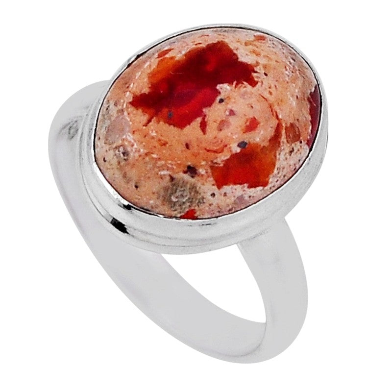 Bague opale de feu Mexique AA argent 925 - Taille 57