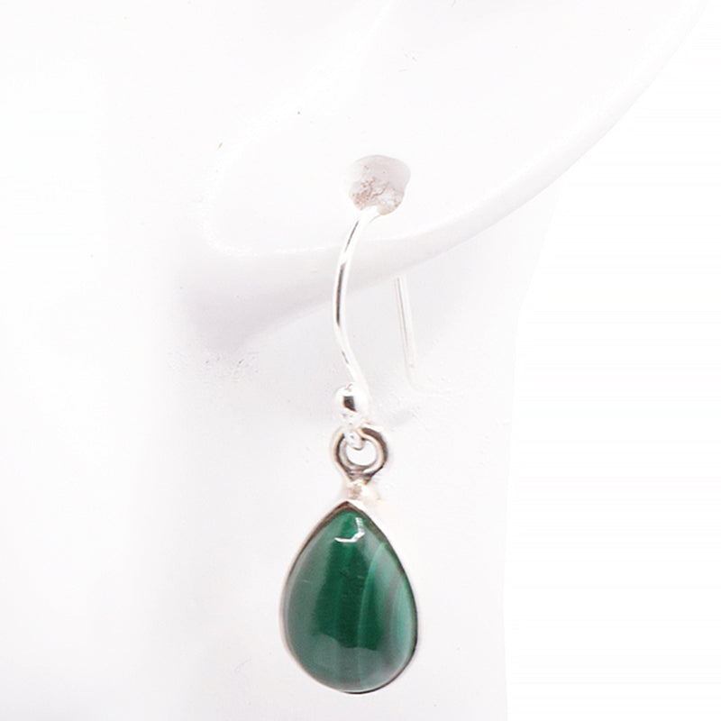 Pendientes de malaquita del Congo AA plata 925