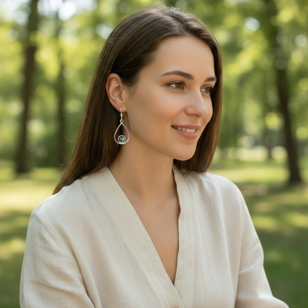 Pendientes de labradorita Madagascar AA plata 925