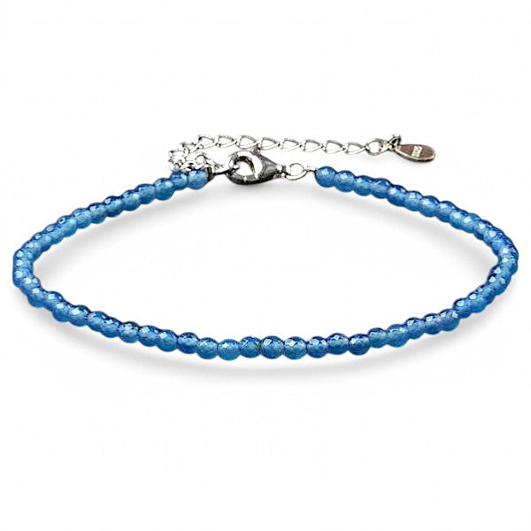 Blue tinted agate bracelet with faceted beads in 925 silver