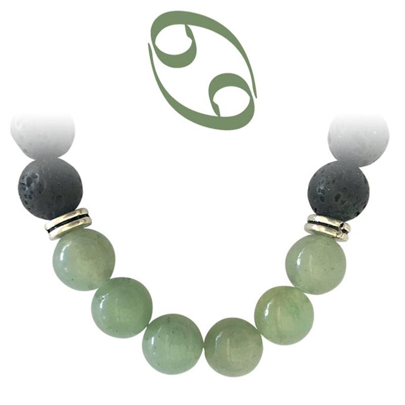 Bracelet "Zodiac" Cancer - Pierre de lave - Aventurine verte (boules 8mm)