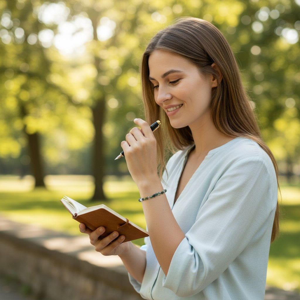 Moss agate bracelet Brazil A (grains 5-7mm)