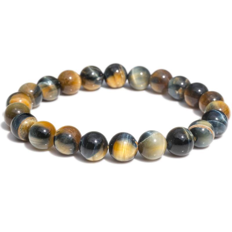 Bracelet oeil de tigre blanc nuancé Afrique du Sud A (boules de 8mm)