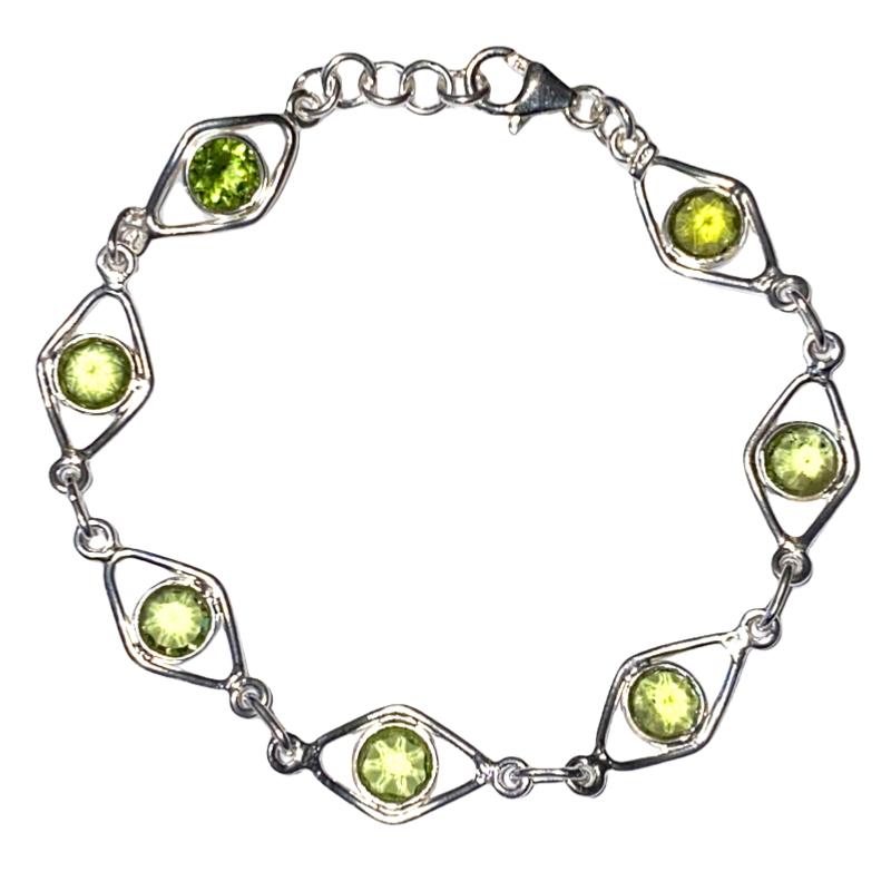Bracelet péridot Inde AA argent 925