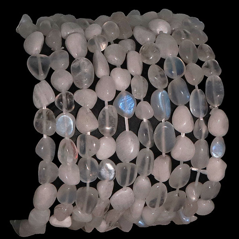 Rainbow moonstone bracelet India A (peristerite) grains 5-7mm