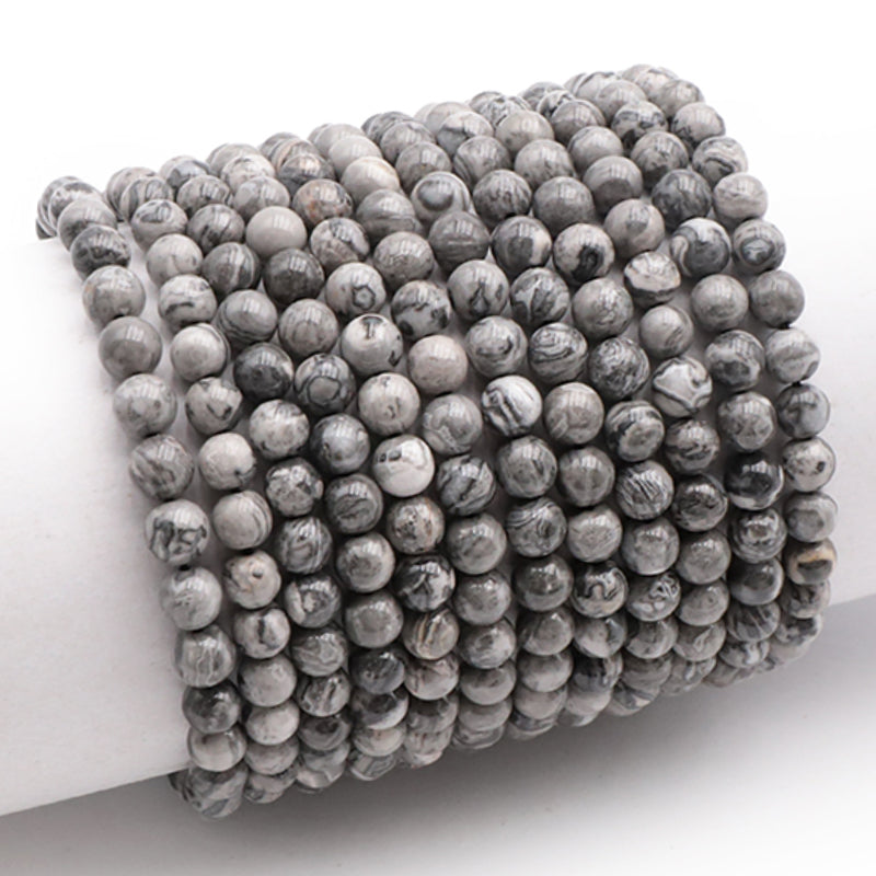 Gray crazy lace agate bracelet Mexico A (5-6mm balls)