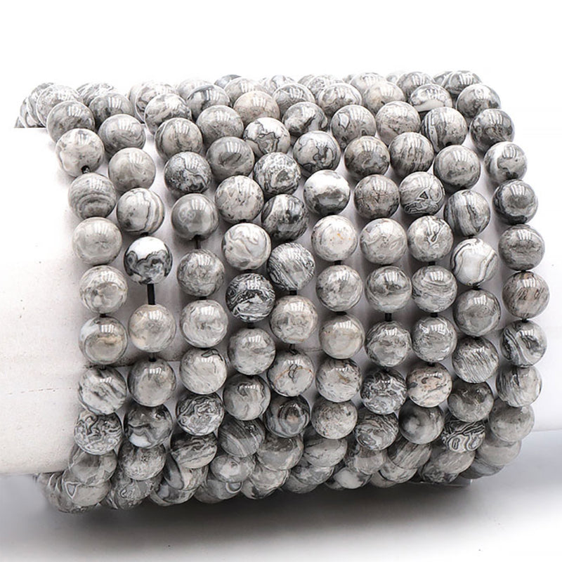 Gray crazy lace agate bracelet Mexico A (7-8mm balls)