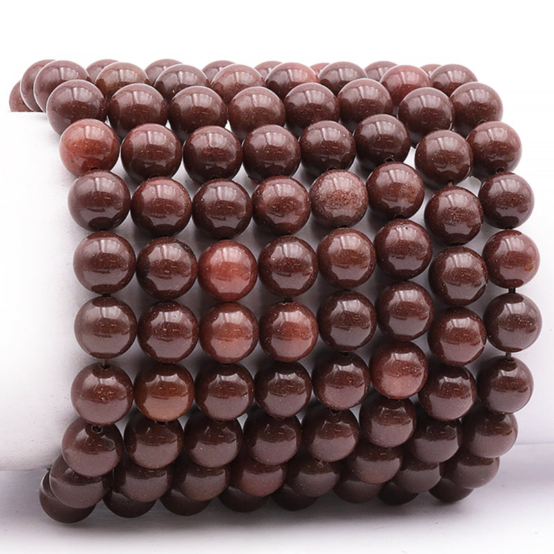 Pulsera de aventurina roja de Brasil (A) (cuentas de 10 mm)