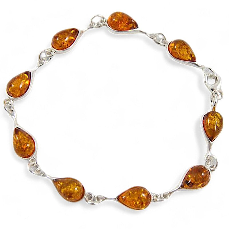 Bracelet Ambre cognac Lituanie AA argent 925