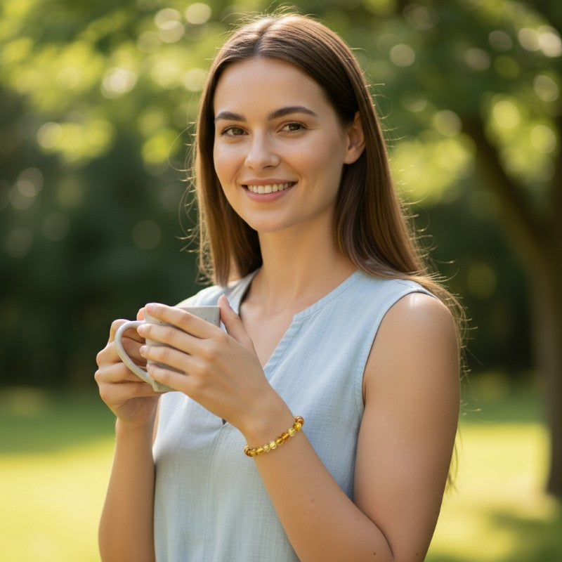 Bracelet ambre miel Lituanie AA+ perles 5-6mm