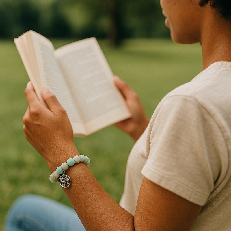 Bracelet arbre de vie amazonite dépolie A (boules 7-8mm)