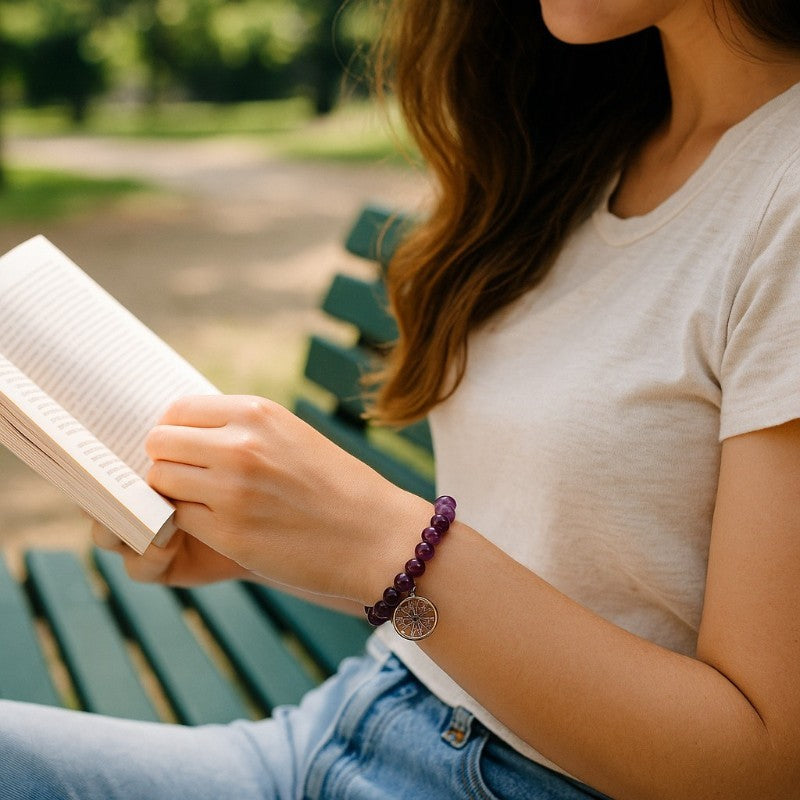 Pulsera árbol de la vida amatista A (bolas 7-8mm)