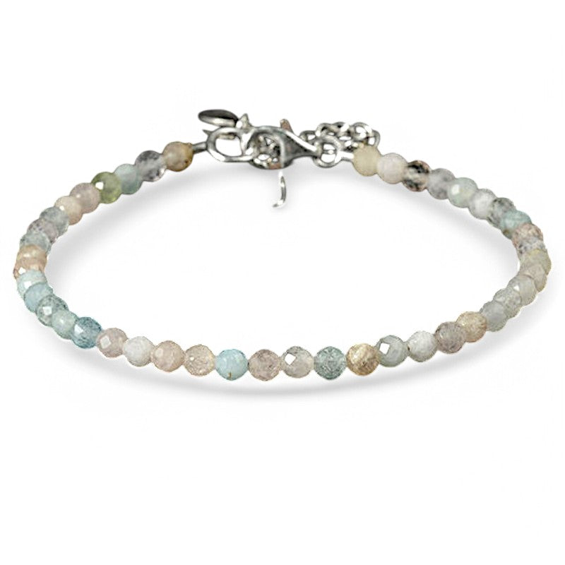 Bracelet béryls multicolores perles facettées argent 925