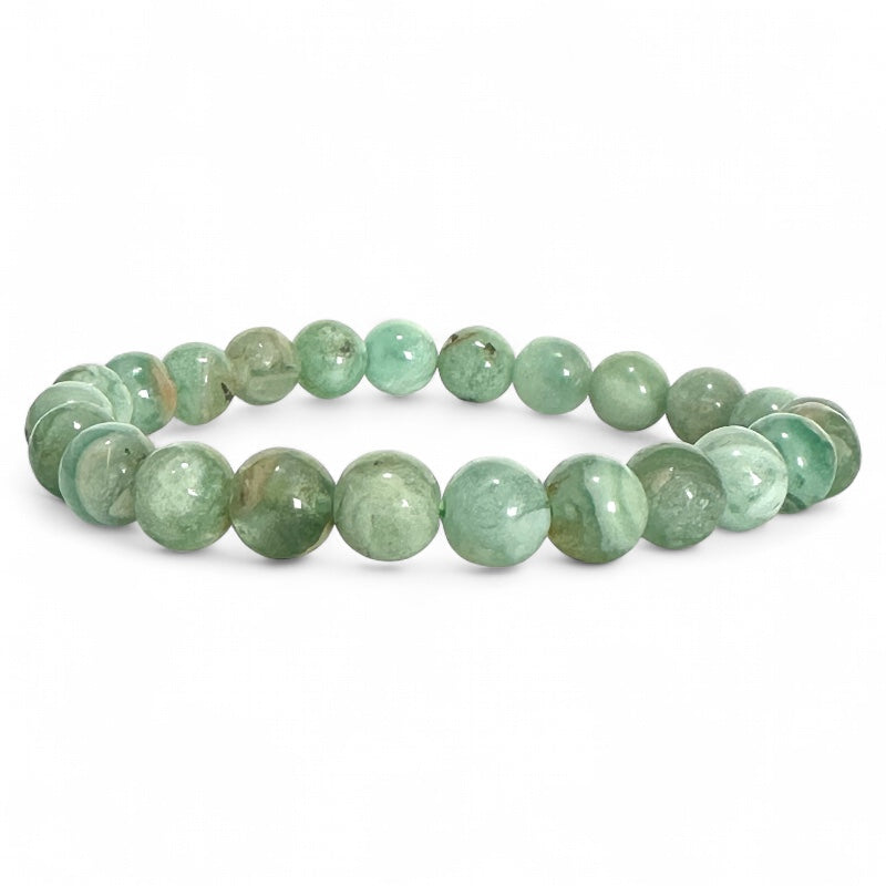 Bracelet calcédoine verte Brésil AA (boules 7-8mm)