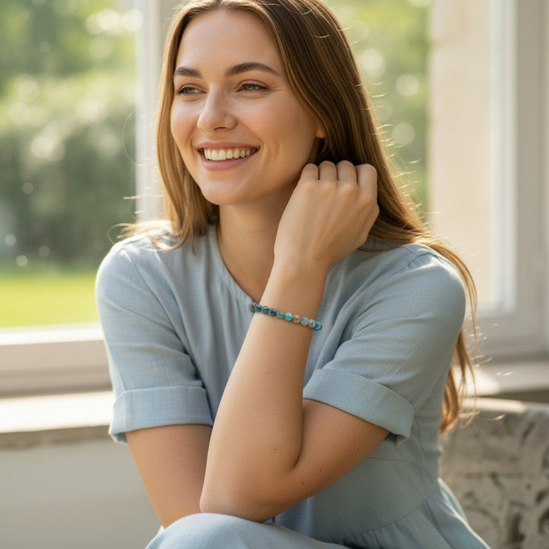 Chrysocolla bracelet Peru AA (5-6mm balls)