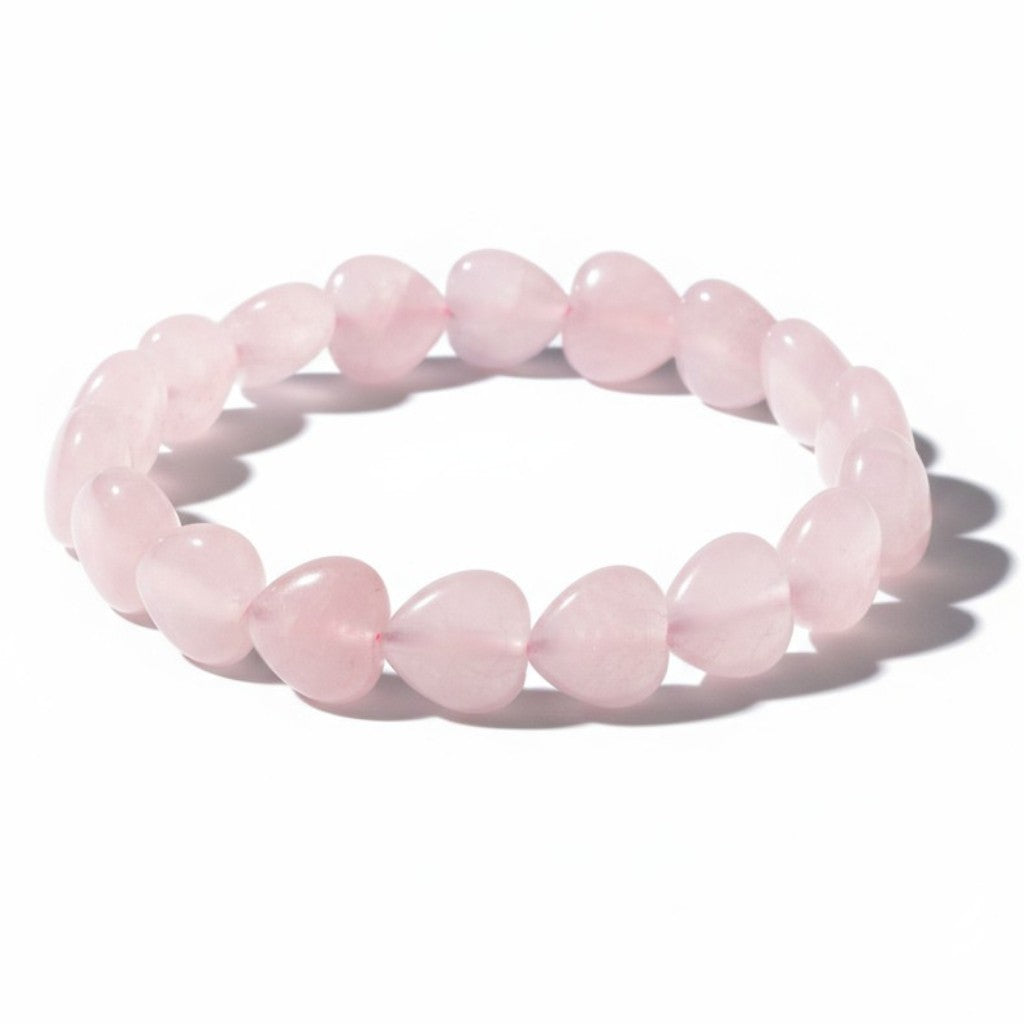 Pulsera corazón de cuarzo rosa